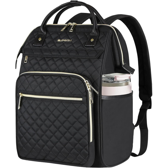 Жіночий рюкзак EMPSIGN з відділенням для ноутбука 17 дюймів. Стильний рюкзак для роботи, навчання та подорожей, чорного кольору.