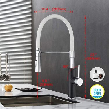 Кухонний змішувач Ibergrif з душем, гнучкий вилив, чорний/білий