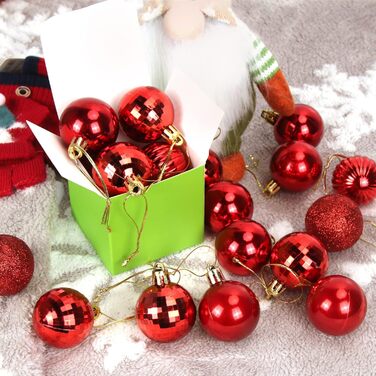 Набір ялинкових прикрас 36 шт, кульки для ялинки з пластику 4 см, червоні