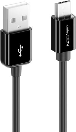 Кабель Micro USB deleyCON 0.15м для Android, смартфонів, планшетів, MP3 плеєрів, камер - Чорний