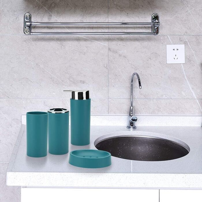 Набір аксесуарів для ванної кімнати Otostar 6 шт. з пластику (темно-зелений)