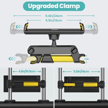 Тримач для планшета в авто - універсальний, регульований, для iPad, Switch, Samsung Tab, смартфонів 4.7-13 дюймів (жовтий)