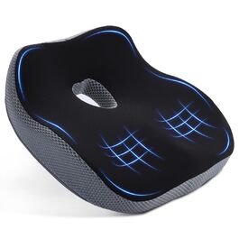 Подушка для офісного крісла з Memory Foam: ортопедична підтримка куприка, зменшення тиску, широка подушка для офісу, авто, інвалідного візка - чорний/сірий