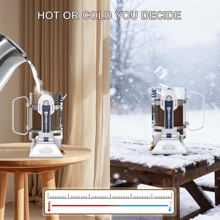 Френч-прес TEENKON з нержавіючої сталі 304, 900 мл, R2D2, для кави та чаю (білий)