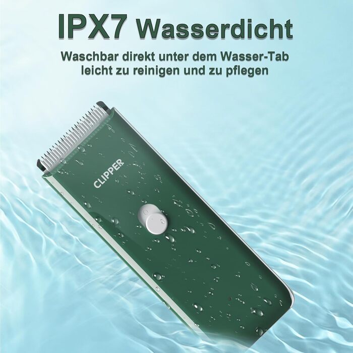 Професійна машинка для стрижки собак та котів, тиха, з керамічним лезом, електрична, водонепроникна (IPX7), зелена, стандартний набір