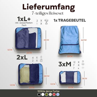 Набори для пакування валізи з компресією (4 шт., Mariner's Azure - блакитний)