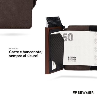BEWMER Елегантне шкіряне картхолдер/портмоне з RFID-захистом | Для жінок та чоловіків | Колір: коричневий