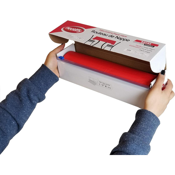 Neatiffy 137 cm x 30 m Disposable Plastic Tablecloth, for Party/Banquet, Tablecloths for Rectangular/Round/Square Tables, Equivalent to 12 Picnic Packs (red)