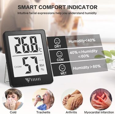 DOQAUS Digital Hygrometer Indoor, 6 Pack - Indoor Thermometer Hygrometer, Humidity Meter, Accurate Room Thermometer, Humidity Measurement Device with High Accuracy, for Indoor Spaces, Baby Rooms, Living Rooms, Offices