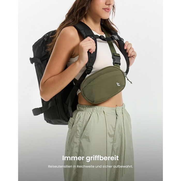 tomtoc жіноча поясна сумка, нагрудна сумка з RFID захистом, 1.5 л, зелена