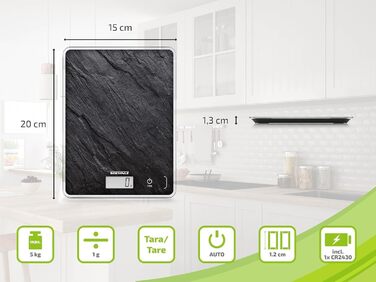 Кухонні ваги Soehnle Page Compact білі, цифрові ваги до 5 кг, LCD дисплей, функція тарування