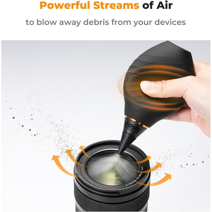 Набір для чищення фото- та відеокамер K&F Concept 10-в-1: об'єктиви, смартфони, сенсори. З мікрофіброю, повітряним насосом та рідиною для чищення.