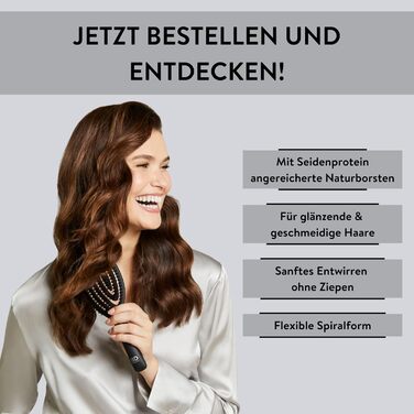 PARSA Beauty Hair ID Seidenglanz Spiralbürste: преміум-щітка для волосся з натуральною щетиною та шовковистим протеїном. Гнучкий наконечник для масажу шкіри голови, зменшує пухнастість та надає блиск.