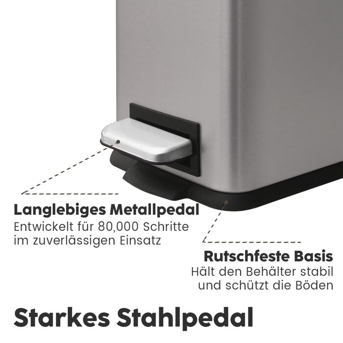 Трюмний смітник для кухні, нержавіюча сталь, 17л, з кришкою та внутрішнім відром