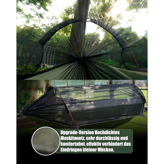 Гамак COVACURE вуличний з москітною сіткою для 2 осіб 270x140 см, вантажопідйомність 200 кг - легкий гамак для кемпінгу, саду, подорожей