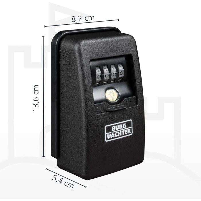 Кейс-сейф для ключів Burg-Wächter Key Safe 60 L SB з 4-значним кодом, магнітний, з підсвіткою, для зовнішнього та внутрішнього монтажу, чорний