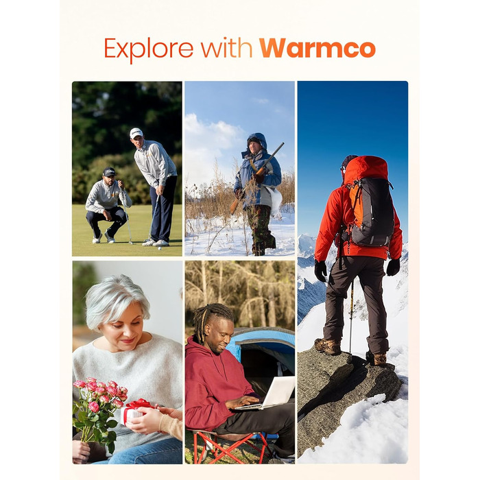 Електричний грієчка для рук Warmco 2 шт., 10000mAh, USB Powerbank, 3 рівні нагріву, для чоловіків та жінок, Outdoor, Гольф, кемпінг, чорний