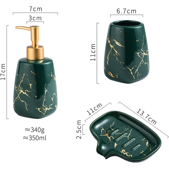 Набір аксесуарів для ванної кімнати 4 шт. сірий, з дозатором мила, мильницею та склянками для зубних щіток, з малюнком 