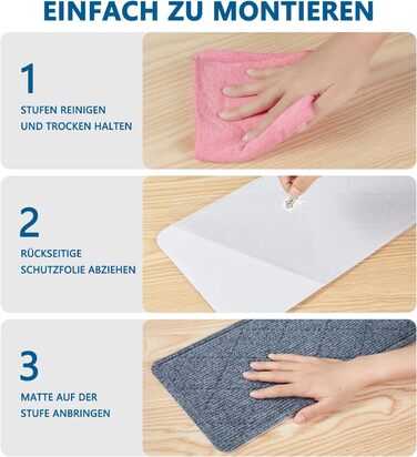 Килимок на сходинки, антиковзаючі, 20x76 см (15 шт), килимки на сходи, багаторазовий клей для чистих поверхонь, захист сходів для дітей, сірий