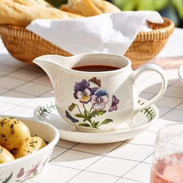 Portmeirion Botanic Garden Sauce Boat with Stand, 50 ml, Green, Classic