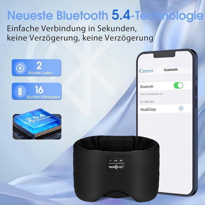 Маска для сну з Bluetooth навушниками, шовкова, 100% затемнення, для чоловіків та жінок, м'яка, для сну, подорожей та релаксації, чорна