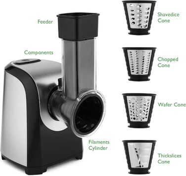 Електричний нарізник для овочів COOCHEER з нержавіючої сталі, 150W, 5-ти клинковий, для картоплі, моркви, цибулі