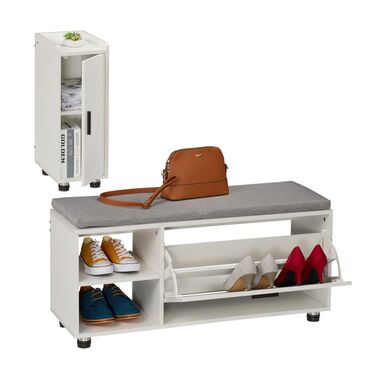 Shoe Storage Bench with Cabinet