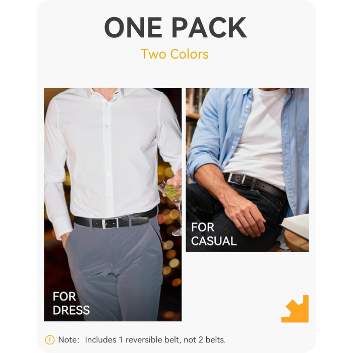 Чоловічий шкіряний ремінь CHAOREN, ремінь для чоловіків, реверсивний, чорний/коричневий, 32 мм, для костюма, бізнесу та формальних заходів (срібна блискавка, розмір пояса 108 см)