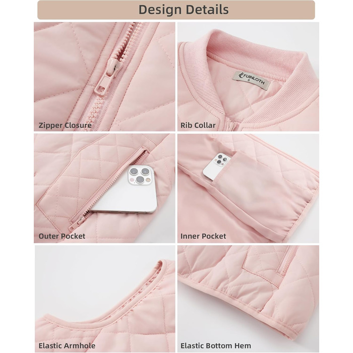 Жіноча степна жилетка Fuinoth з рифленим коміром, світло-рожевого кольору (XXL)