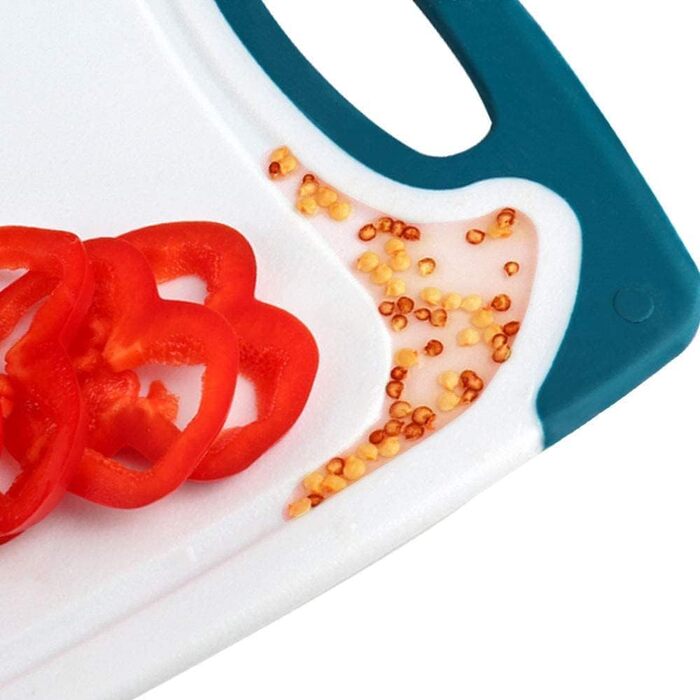 Набір з 3 дерев'яних обробних дощок SKERITO для кухні (синій, зелений, червоний) з антиковзкими ручками та жолобками для соку