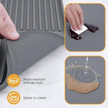 Силіконовий килимок під кавомашину з бортиками, 61 x 40.6 см - захист для стільниці, сірий