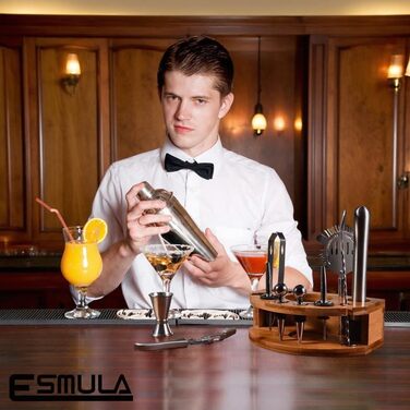 Набір шейкер для коктейлів Esmula 750 мл, 12 предметів, з рецептами, з нержавіючої сталі