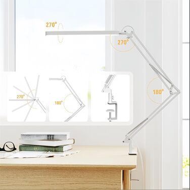 SKYLEO LED Desk Lamp - Adjustable Gooseneck, 5 Color Modes, 11 Brightness Levels, Timer & Memory Function, 12W, 16.5
