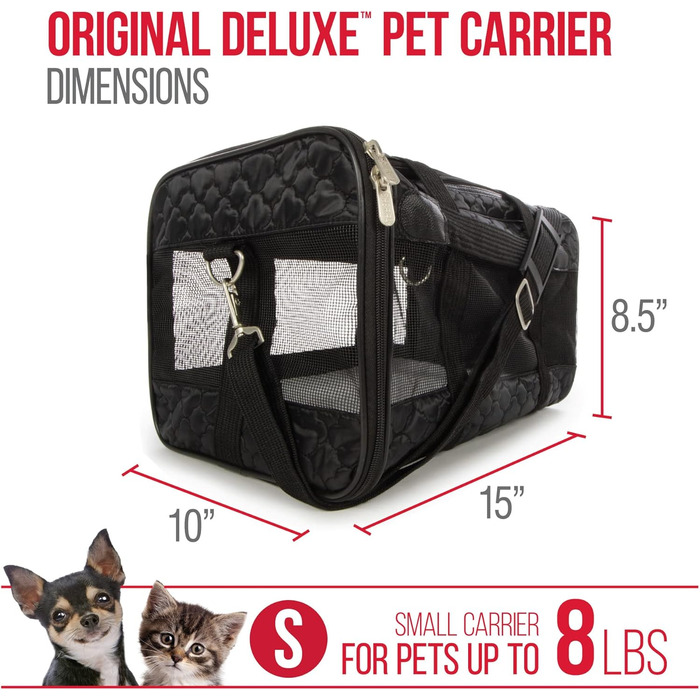 Транспортна переноска для тварин Sherpa Original Deluxe, розмір M (38x25x10 см), чорна, схвалена авіаперевізниками