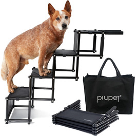 Foldable Dog Stairs - Mobile Car Step for Large & Small Dogs - Waterproof PVC Pet Ladder for Safety & Comfort