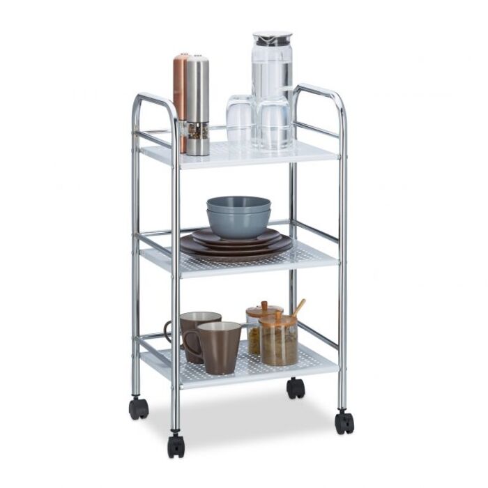 Relaxdays Serving Trolley Metal with 3 Shelves