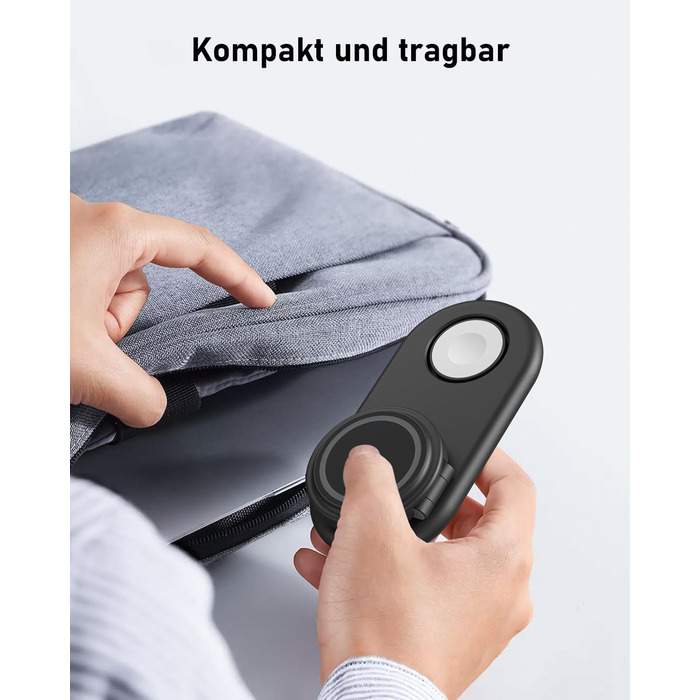 Зарядна станція 3-в-1 для Apple Watch та iPhone з MagSafe, сумісна з iPhone 17, 16, 15, 14, 13, 12, AirPods Pro (білий/чорний)