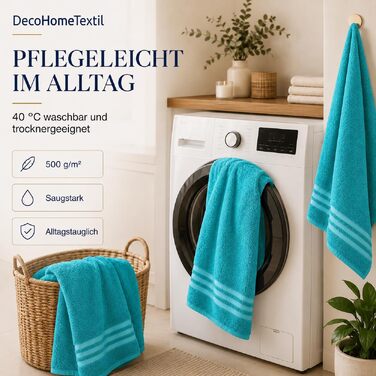 Набір рушників для рук DecoHomeTextil Eco (6 шт), 50x100 см, бірюзовий — екологічний махровий сет, м'який та гігроскопічний
