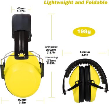 Навушники для захисту від шуму для дітей - комфортні, складні, для школи, аутизму, сну, навчання, ADHS, феєрверків, концертів (1 шт., жовті)