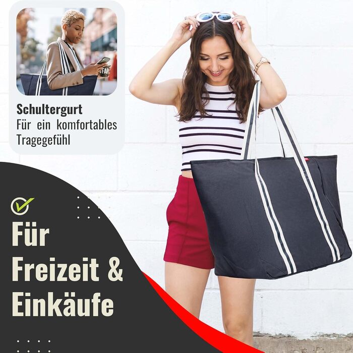 Achilles shoulder bag, shopper bag, large beach bag, leisure bag, blue, 75x32x46cm