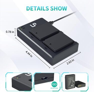 Комплект акумуляторів LP-E10 (2 шт) та подвійний зарядний пристрій 1600mAh для Canon EOS Rebel T7, T6, T5, T3, T100, 4000D, 3000D, 2000D, 1500D, 1300D
