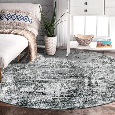Килим для вітальні блакитного кольору, вінтажний, меланжевий, з ефектом вицвітання, короткий ворс, килими, миючий, неслизький, для спальні (160 см, сірий)