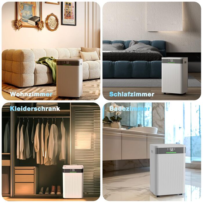 Електричний осушувач повітря HAUSHOF 20л/день, 41дБ, з іонізацією, для приміщень до 30м², 4.5л бак, LED дисплей, 3 режими, портативний