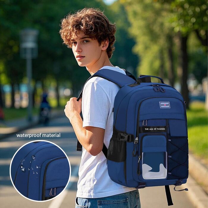 Шкільний рюкзак для підлітків: великий, водонепроникний, міцний, для середньої школи, гімназії, учнів, підлітків та дорослих (блакитний)