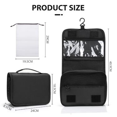 Зувакате Косметичка для підвішування, водонепроникна, з ручкою, для подорожей, спорту, кемпінгу – чорна