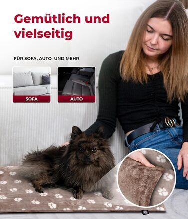 Підстилка для собак XS (45x65 см) – двостороння, м'яка, з наповнювачем 3 см – для дивана, авто, переноски – Tatze Beige, Made in Germany 45 x 65 см Tatze Beige