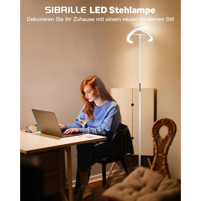 Світлодіодна торшер SIBRILLE для вітальні, чорний, димований, 22W, 1300LM, з пультом ДУ, тепле/холодне світло, сенсорна лампа для офісу, спальні, готелю