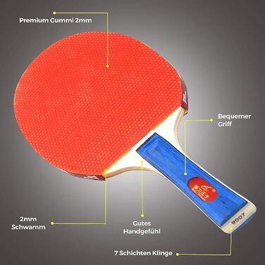 Набір для пінг-понгу для 2 гравців, 5 шт. - 2 ракетки та 3 м'ячі - для хобі, подорожей, тренувань (Indoor/Outdoor)