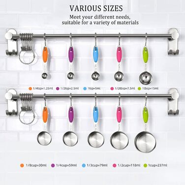 Набір мірних ложок та стаканів з нержавіючої сталі, 10 шт. – кольоровий набір для випічки та кухні, можна мити в посудомийній машині