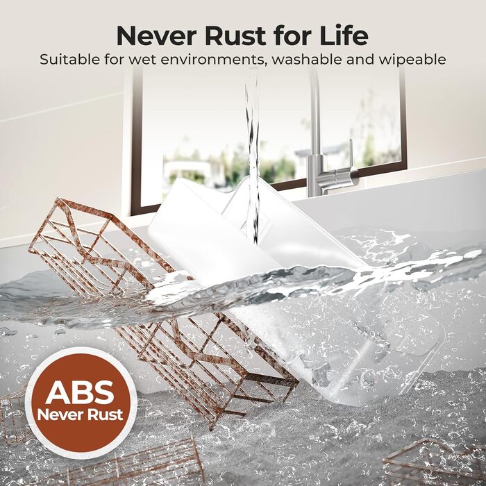 Поличка для душу Orimade без свердління, нержавіюча сталь, 5 шт. - тримач для шампуню, велика місткість, ABS пластик, прозора